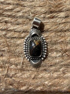 Sterling Silver Black Jack Turquoise Pendant Necklace